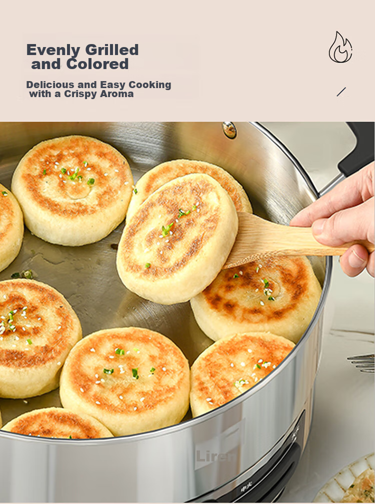 Liven Electric Griddle, Household Electric Frying Pan, 304 Stainless Steel, No Coating, Electric Pancake Maker, 34cm Enlarged, 85mm Deepened, Sandwich Breakfast Machine, DJG-J3485 13
