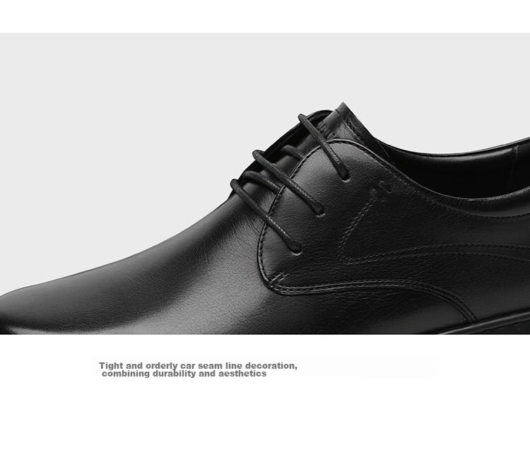 Goldlion Men's Shoes, Fashionable And High-Quality Cowhide Business Shoes, Comfortable Lace-Up Casual Leather Shoes, 50823026501A-Black, Size 41 14