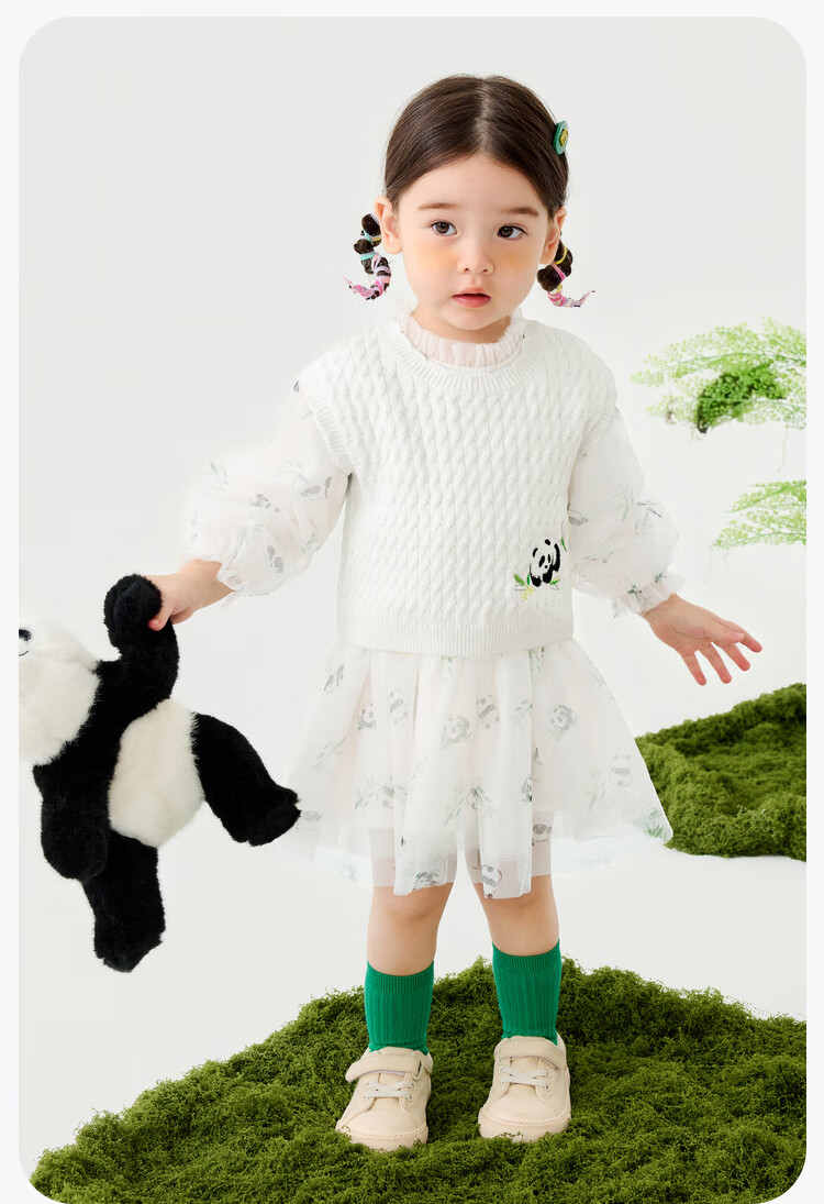 Minibala Girls' Tulle Dress Set with Soft Knitted Vest, Sweet Baby Outfit 6