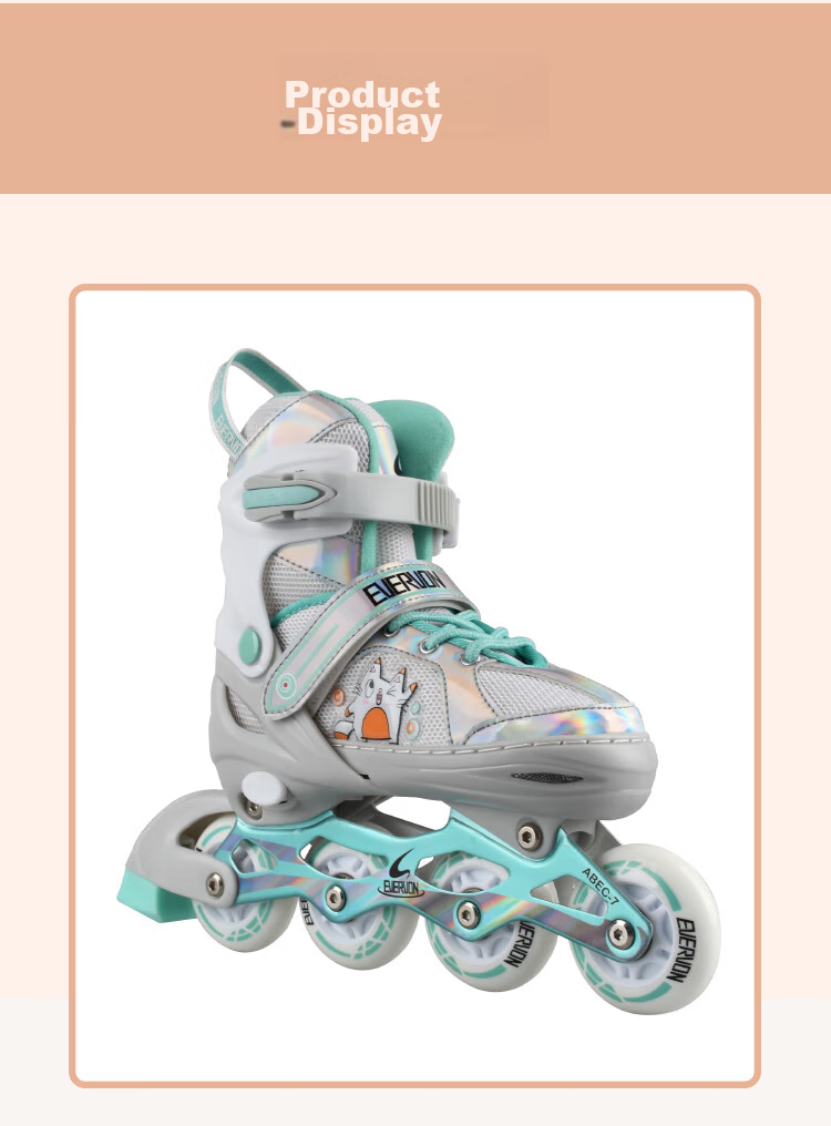 EVERVON Roller Skates for Children 088 Boys And Girls Full Flash Inline Skates with Helmet And Protective Gear Size S Fits 30-33 10