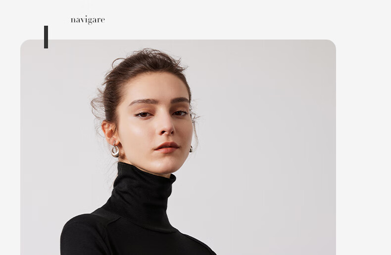 Navigare Women's Turtleneck Slim-Fit Base Layer, High-Elastic Solid Color Long-Sleeve Top 2335084501 22