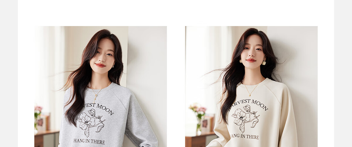 PinCai Elegant Floral Print Crewneck Sweatshirt Casual Versatile Outerwear P143W1008 4