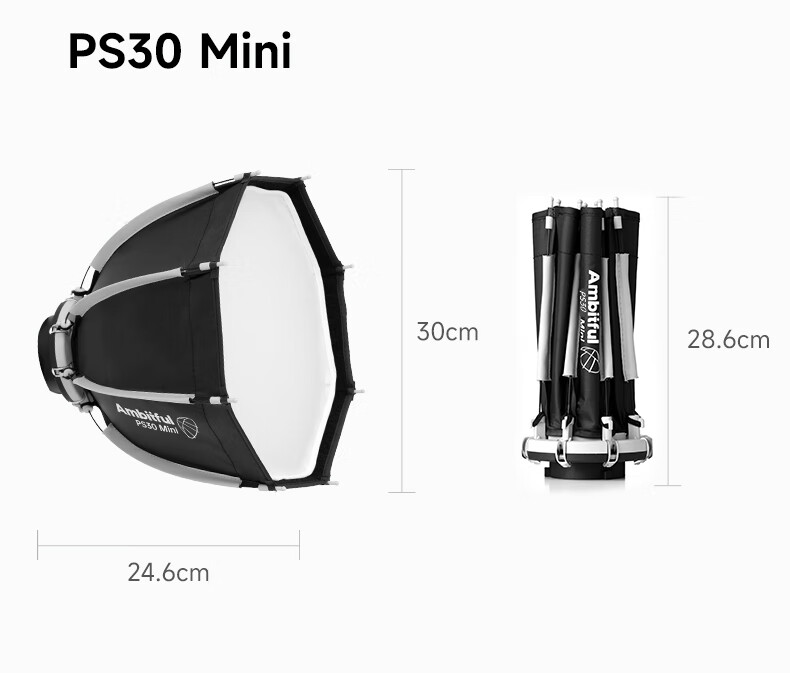 AMBITFUL PS22 Mini Octagonal Deep Softbox, Small Portable Fill Light, Suitable for Live Streaming, Nan Guang 60W Yongnuo YN150 21