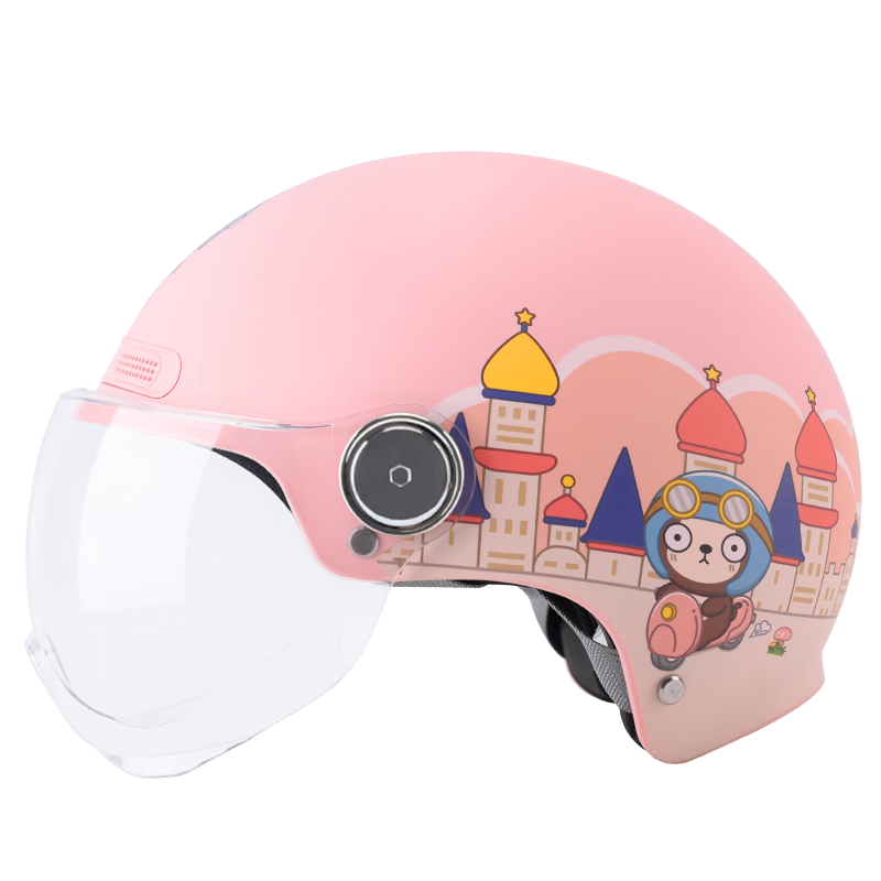 BIGBRO K15 Pink Dream Castle, New National Standard 3C Certified Motorcycle And Electric Bike Riding Helmet, Unisex All-Season Sun Protection Electric Scooter Summer Half Helmet