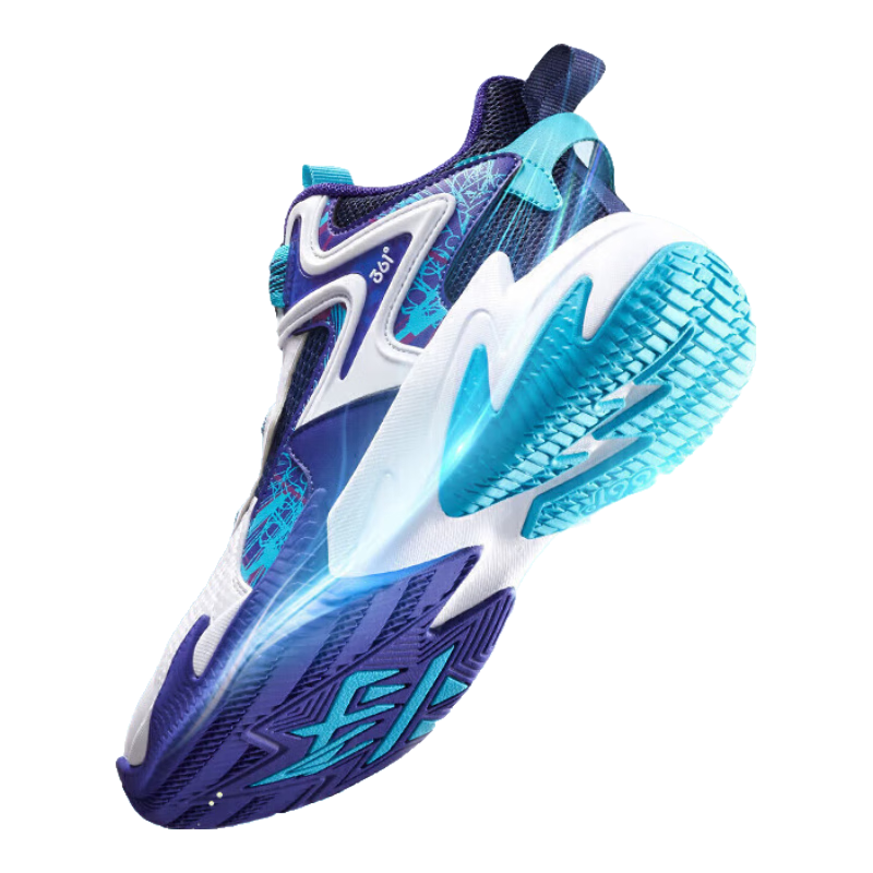361° Hanjiang | Children's Basketball Shoes, Summer Practical Training Youth Hard Court Rotary Knob Basketball Shoes, Purple, Size 38