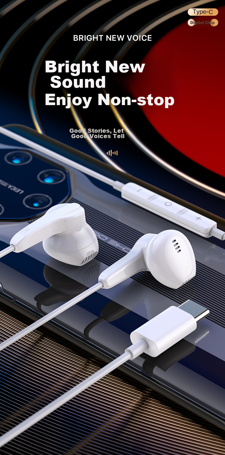 DOOSEYUON Apple IPhone 15 Plus IPad Earphones, Wired IPad Pro 2020 2021 Air4 5 Mini6 Tablet Computer, Type-C Flat Head, PUBG Gaming Voice 1