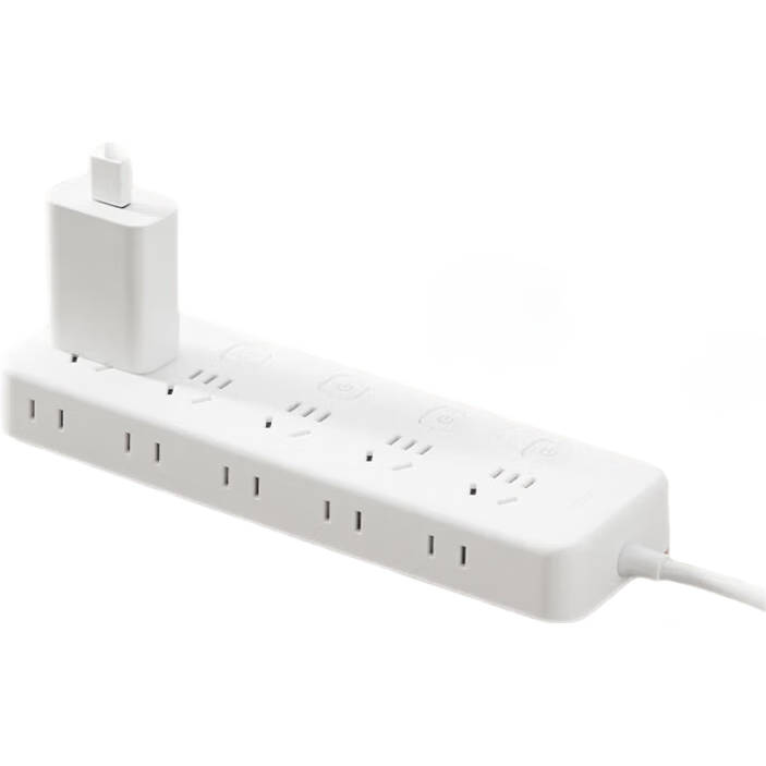 JD Original Ten-Slot Side-Insert Full-Length 1.8m Independent Power Strip, Extension Cord Socket, Smart Socket Converter Plug, Compatible with Gou Niu Multi-Outlet Desk Lamp, Leakage Protection for Home Use