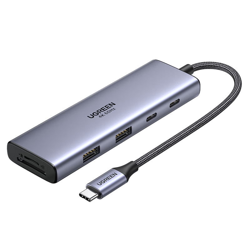 UGREEN Type-C Expansion Dock, HDMI Adapter, 4K 60Hz Expansion Dock, Screen Mirroring, Gigabit Ethernet Port, Card Reader, USB 3.0, Compatible with Macbook Air 2025, Huawei, Lenovo, Apple