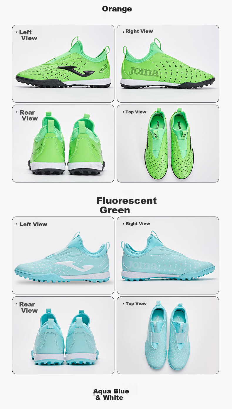 JOMA Children's Soccer Shoes, TF Turf Studs, Non-Slip, Wear-Resistant, for Youth And Students, Professional Competition Football Training Shoes, Gray-Blue, Size 37 10