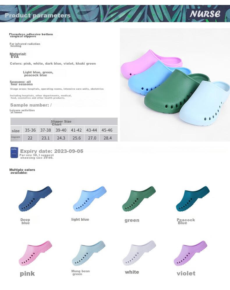 BAIGE Operating Room Slippers, Lightweight Non-Slip Surgical Work Shoes, Clean Room Workshop Closed-Toe Protective Footwear, Surgical Shoes [Dark Blue], 39/40 CW251057 5