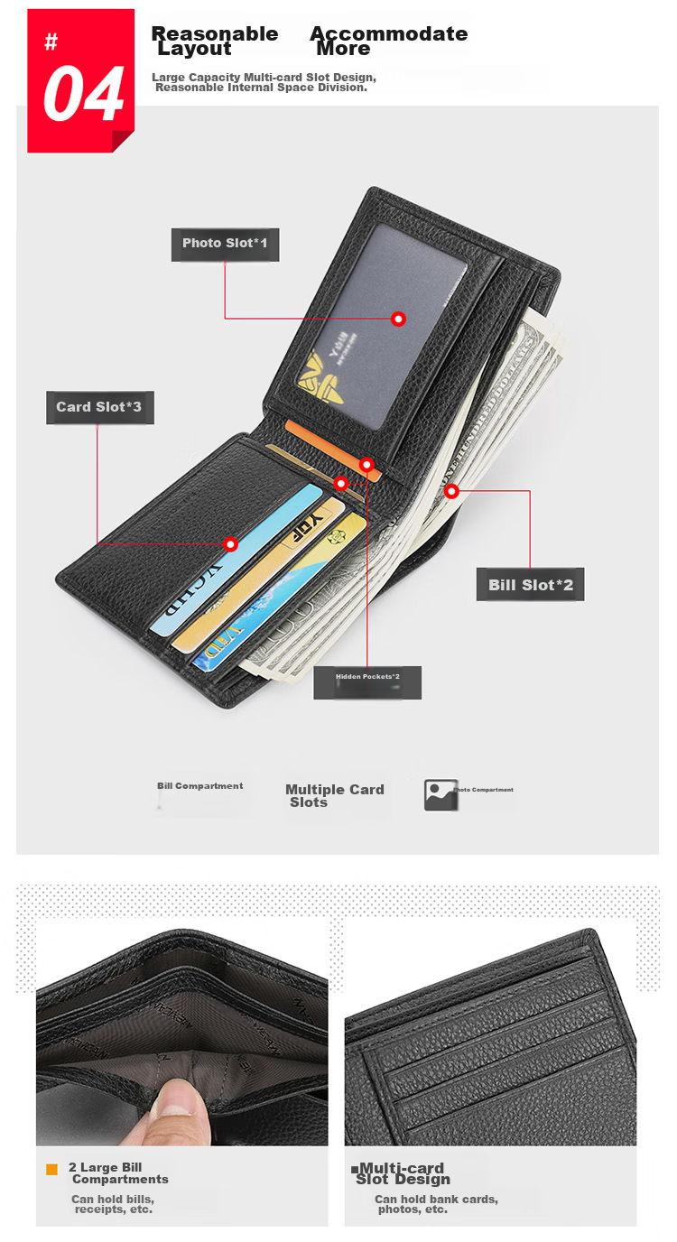 MEXICAN Genuine Top-Grain Leather Horizontal Business Short Wallet, Fashionable Multi-Card Slots Money Clip, Birthday Gift for Me 9