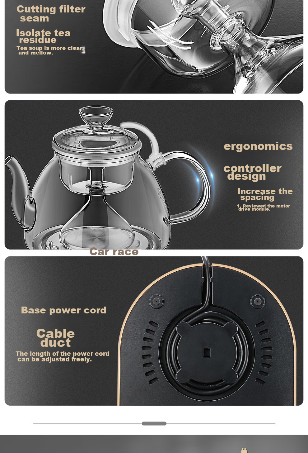 KAMJOVE Hot Press Spray Tea Maker, Teapot for Brewing Tea, Tea Set, 0.8L Glass Health-Preserving Tea Pot, A-96 19