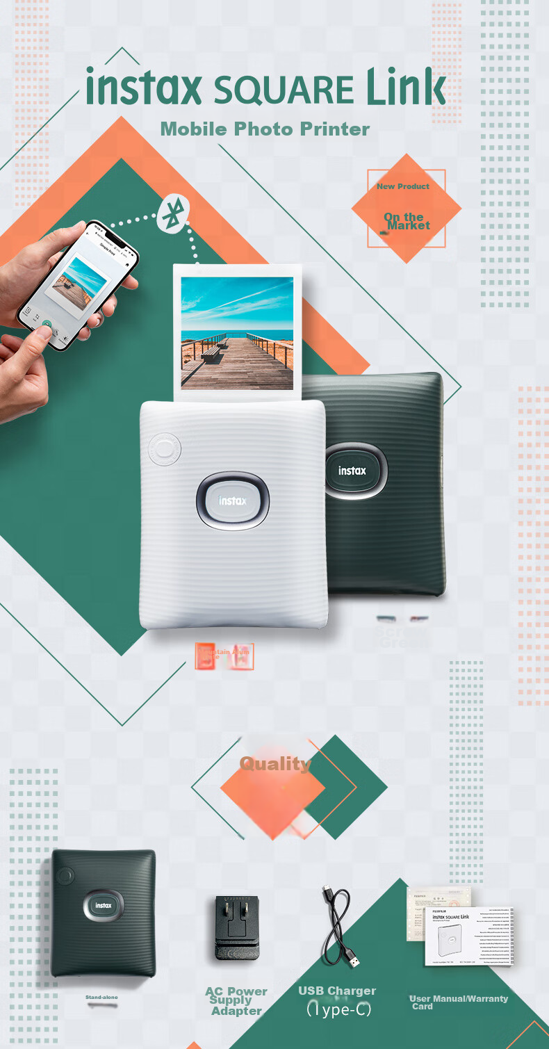 INSTAX Fuji INSTAX SQUARE Link Instant Camera, Smartphone Photo Printer, Mountain White, for Students And Home Use 5