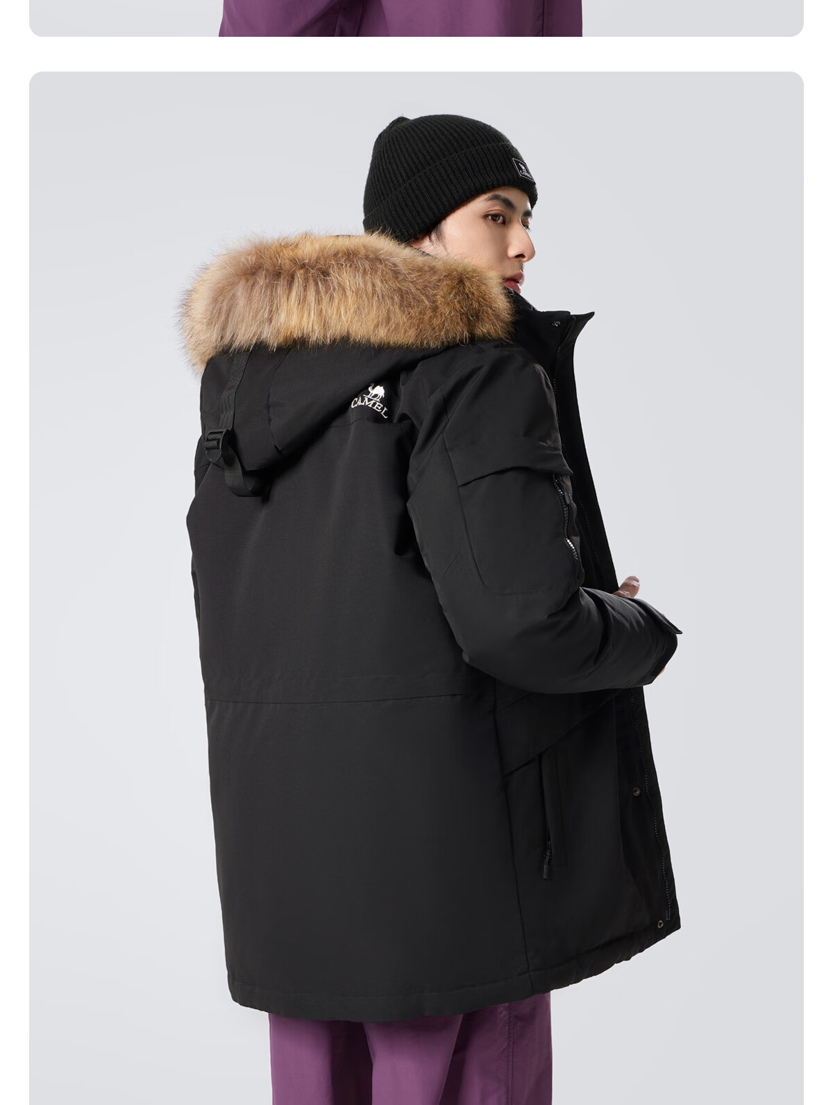 CAMEL Workwear down Jacket, Mid-Length, White Duck Down, Collar, Casual Sports Thickened Coat, Winter Season, M13CAKI038A 46