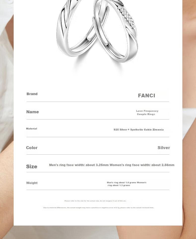 Fanci Love Frequency Heart Couple Rings Silver Birthday Anniversary Gift for Boyfriend Girlfriend 1