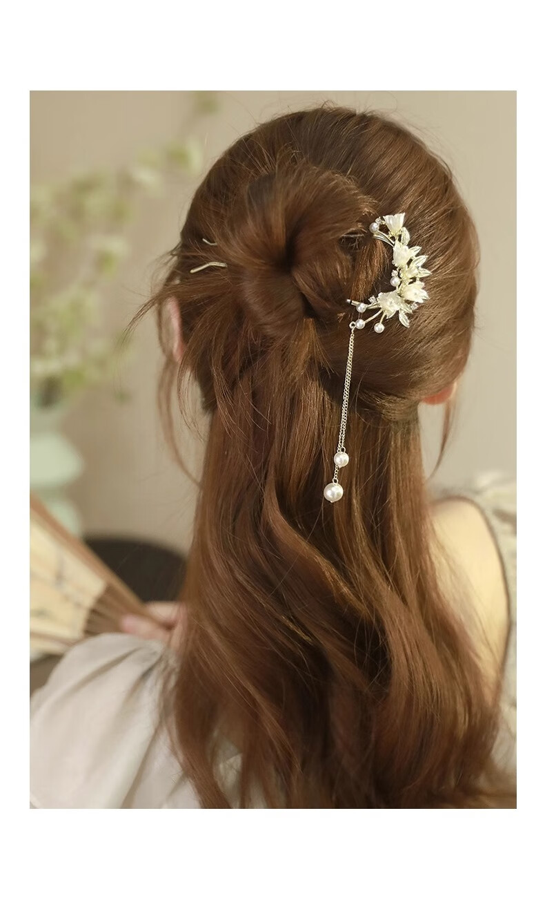 Xiangwan Hairpin, Lily of The Valley Tassel U-Shaped Hairpin, Elegant New Chinese-Style Hairpin, Vintage Style Hair Accessory, Mid-Autumn Festival Gift 3
