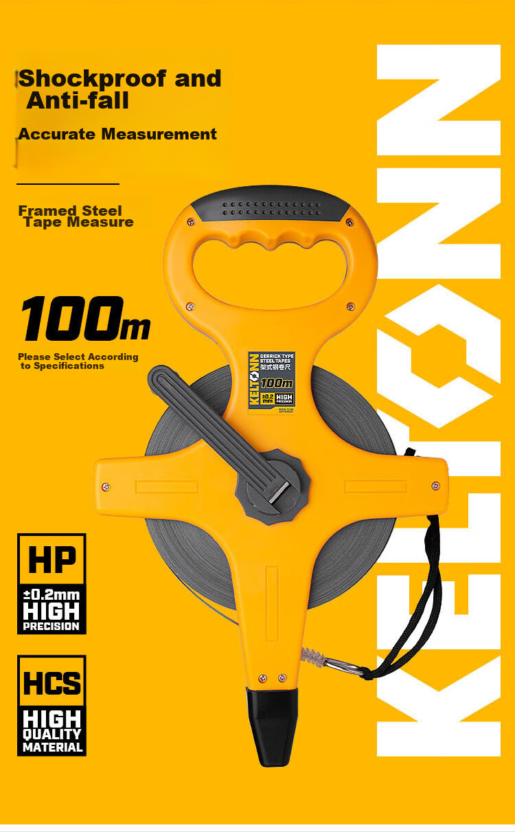 KELTONN Steel Tape Measure, 100 Meters, Handheld And Stand-Up Cross-Shaped Long Tape Measure, Engineering Ruler, Measuring Tape, Meter Ruler, Renovation Measurement Ruler 1