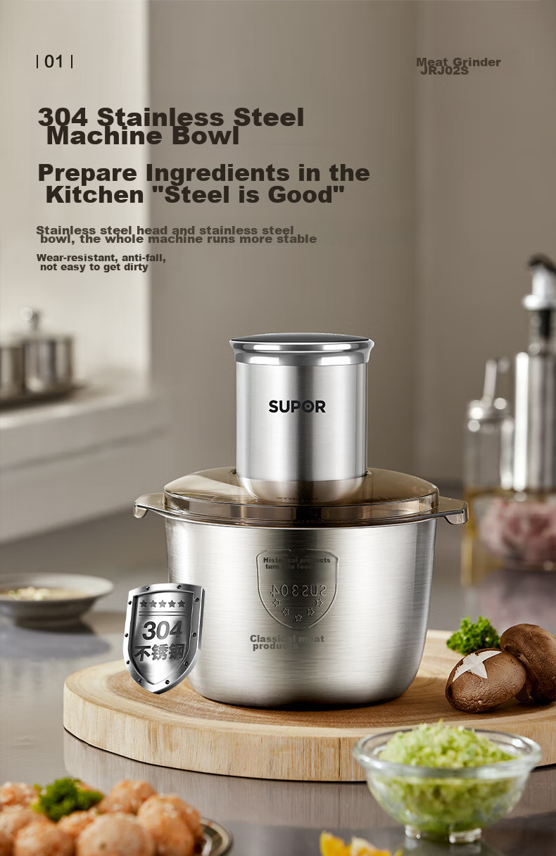 SUPOR Meat Grinder for Home Use, Mincer, Electric Multi-Functional Food Processor, Meat Chopper, Dumpling Filling Maker, Garlic Masher JRJ02S-G200 3