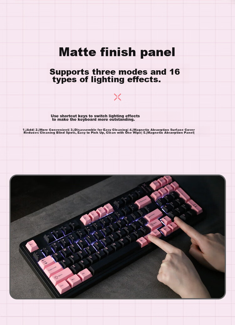 AUSDOM 98Pro Silent Wireless Mechanical Keyboard, Gaming And Office Use, Three-Mode Bluetooth Wired Customizable Keyboard, Low Latency Full Anti-Ghosting Gasket Structure, 98 Keys - Black And White 10
