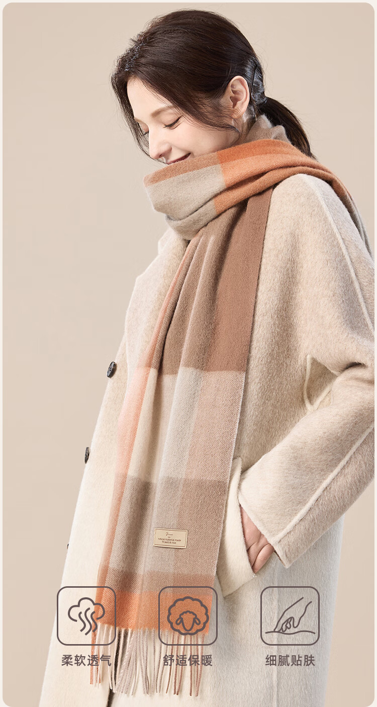 JIUMU 100% Cashmere Scarf Women Autumn Winter Shawl Warm Neck Warmer Female New Year Birthday Gift Box Set 5