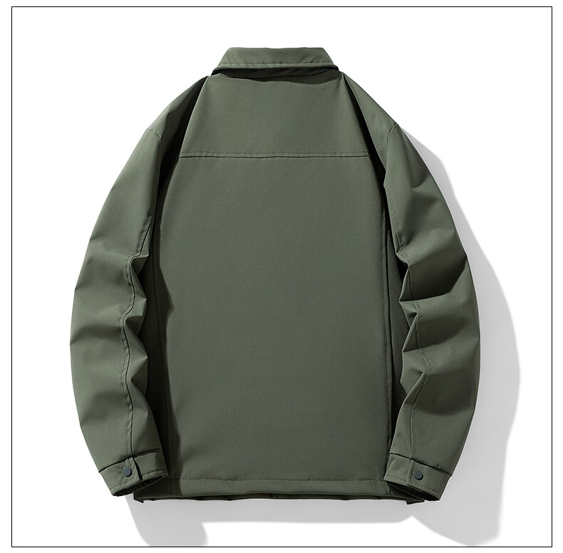JEANSWEST OUTDOOR Men's Jacket, Spring And Autumn Versatile Loose-Fit Solid Color Lapel Coat, Outdoor Casual Outerwear, Army Green, XL 5