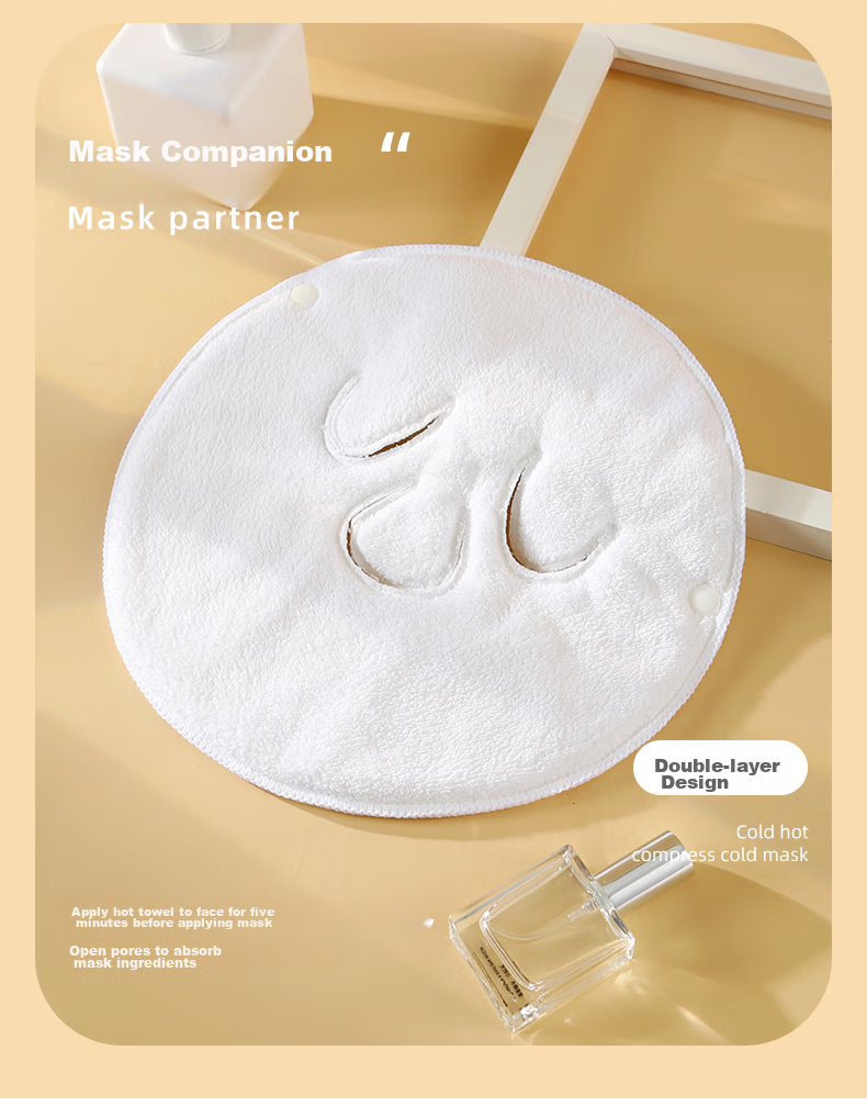 Grace Hot Compress Towel, Three-Hole Cold Compress Face Mask, Beauty Salon Coral Fleece Soft Hydrating [Three-Opening Style] 6