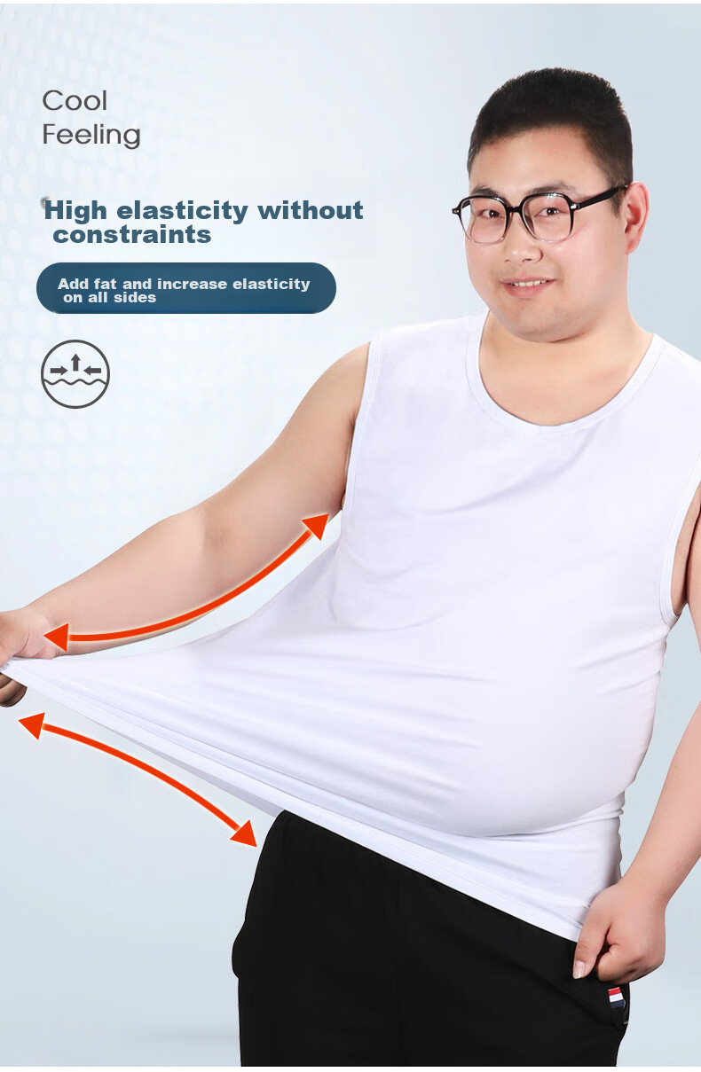 Hengyuanxiang [Large Size Wide-Shoulder Sleeveless Tank Top] Men's Pure Cotton Elastic Undershirt, Autumn Winter Sports Thin Cotton Undershirt 2