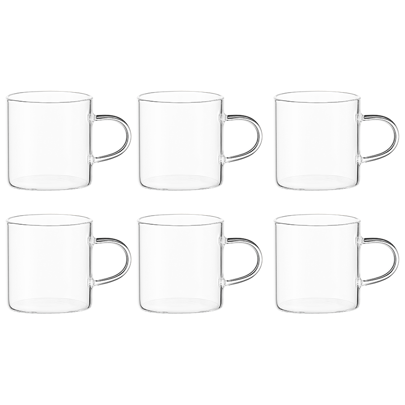 JD Original Glass Cups, High Borosilicate Tea Cups, Home Brewing Cups, 100ml, Set of Six