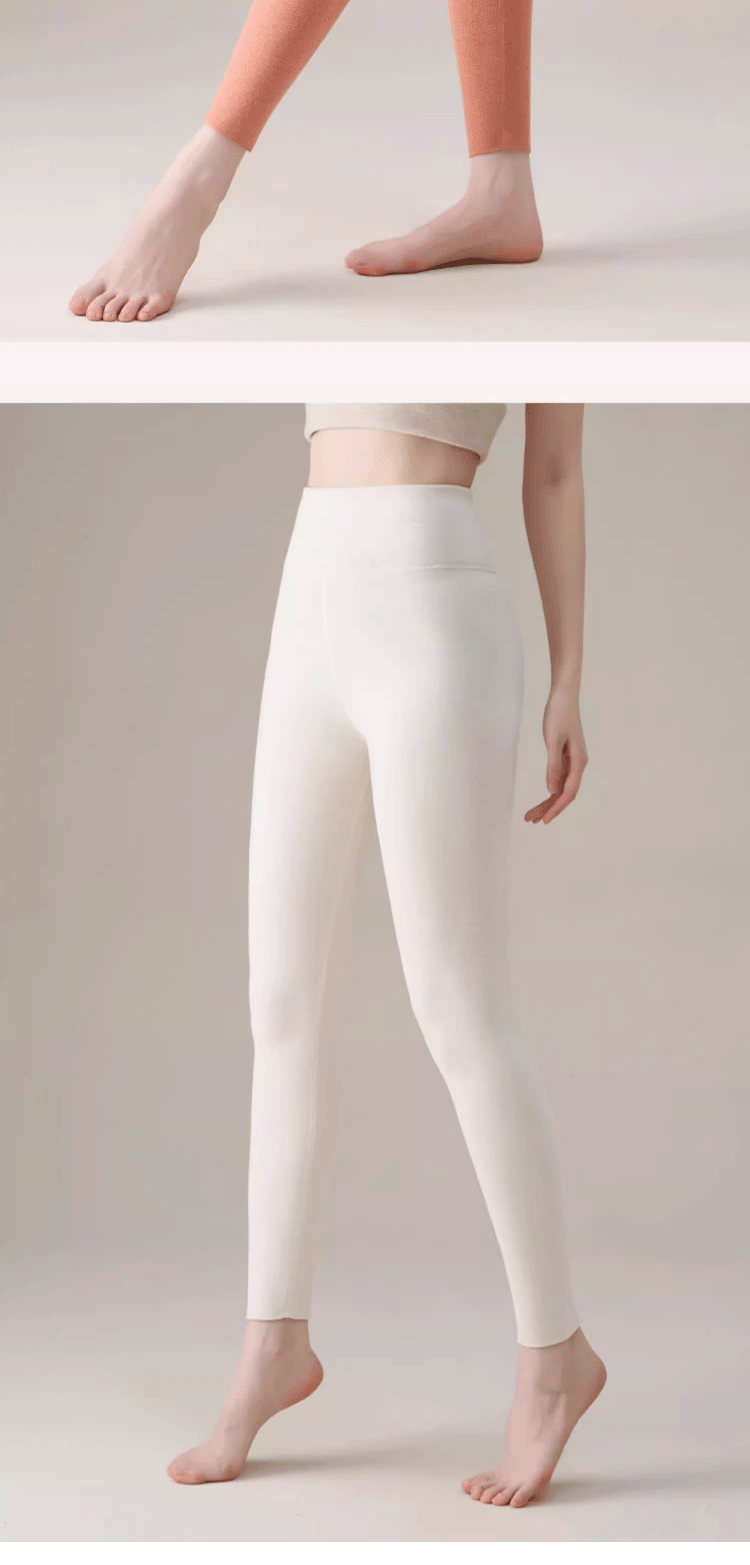 Ziyouxi Women's Autumn Winter High-Waist Thermal Wool and Silk Antibacterial Fleece-Lined Leggings 10A 16