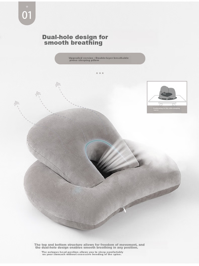 La Torretta Nap Pillow, Office Nap Pillow, Face-Down Pillow, AB-Sided Elementary School Student Cushion, Face-Down Pillow, Gray 5