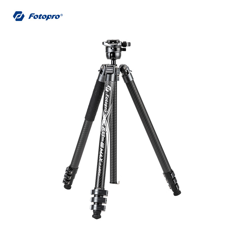 Fotopro Flight One Max Carbon Fiber Lever-Release Design Large Diameter Professional Camera Mirrorless Photography And Videography Tripod, Original Carbon Gray