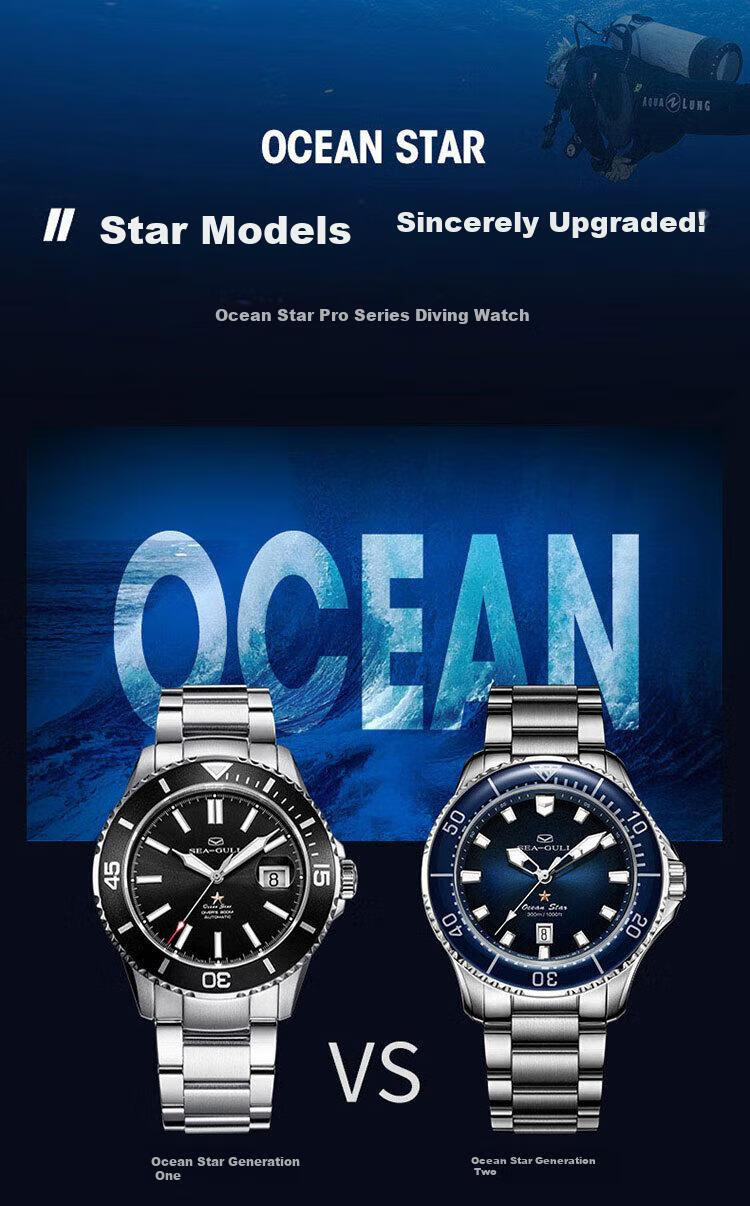 SEAGULL Men's Automatic Mechanical Watch, Ocean Pro Men's Watch Birthday Gift Diving Watch 1213 (Black 40mm) 13