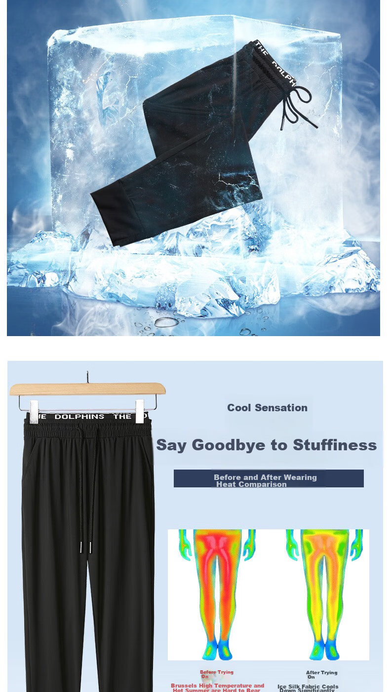 LangSha Ice Silk Sports Pants for Women, Summer Lightweight Loose Casual Pants, Harem Joggers with Elastic Cuffs, Black Slimming Quick-Dry Women's Trousers 2