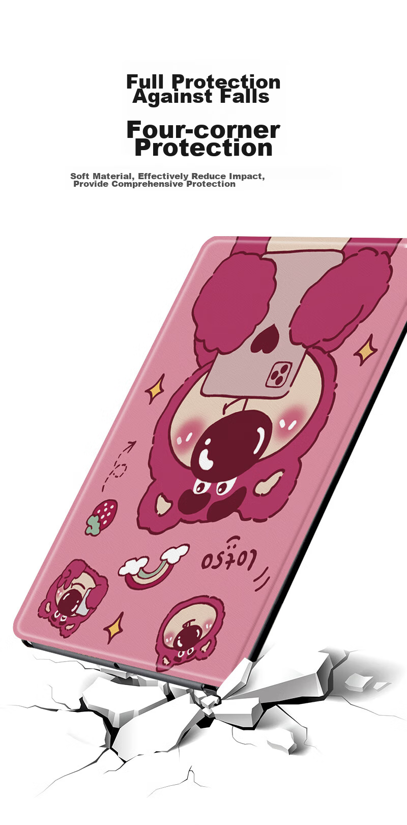 Yingkaida Compatible with Huawei MatePad Air 11.5-Inch, Universal Fit for MatePad 24/23 Models, 11.5-Inch Protective Case, Cartoon Anti-Drop Tablet Cover, Strawberry Bear Design, 2023 Model 8