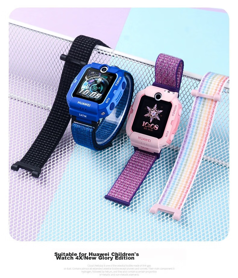 Iboann Nylon Loop Replacement Strap for Huawei Children's Watch 4X And Huawei 5 Pro Kids Watch, Braided Strap with Removal Tool, Nebula Blue 18