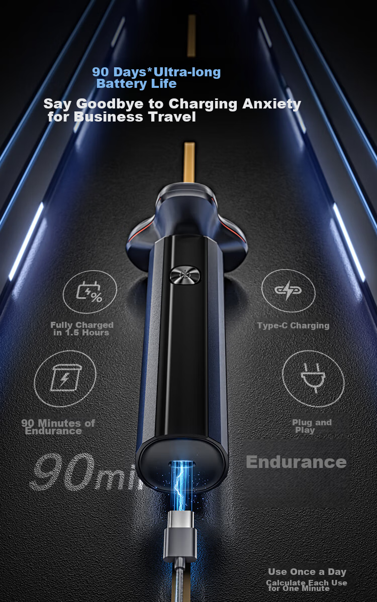 JD Original Three-Head Shaver Portable Model, Long Battery Life Electric Razor, Electric Beard Trimmer, Rotating Shaver, Washable, Birthday Gift for Dad Or Boyfriend 11