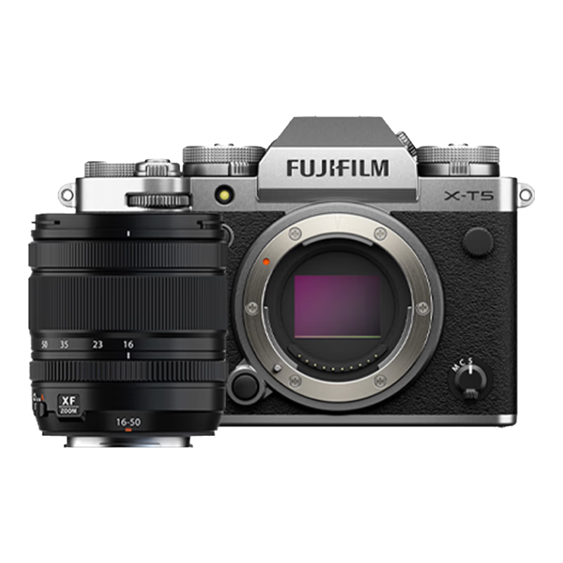 FUJIFILM X-T5/XT5 Mirrorless Camera Kit (16-50mm), 40.2 Megapixels, 7.0 Stops Five-Axis Image Stabilization, 6K30P, Classic Mechanical Dial, Silver