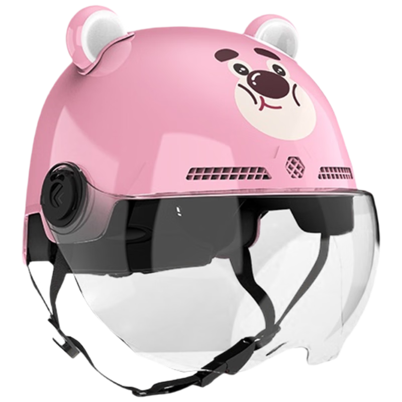 Haolebao 3C Certified Parent-Child Electric Motorcycle Helmet for Men and Women Summer Sunscreen Half Helmet Safety Helmet New National Standard Pink Bear Children