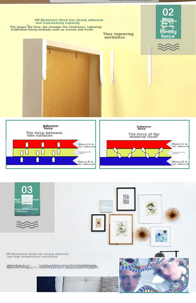 3M Mushroom-Shaped Adhesive Hook Tape, Transparent Wavy SJ3560, Width 2.5cm * Length 100cm * Thickness 6mm 3