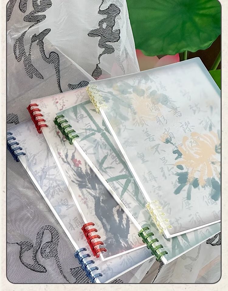 Sannianerban Chinese Style B5/60 Sheets Lined Comfortable Loose-Leaf Notebook Detachable Vintage-Style High-Quality Journal for Students' Diary And Error Correction Spiral Notebook Plum 4
