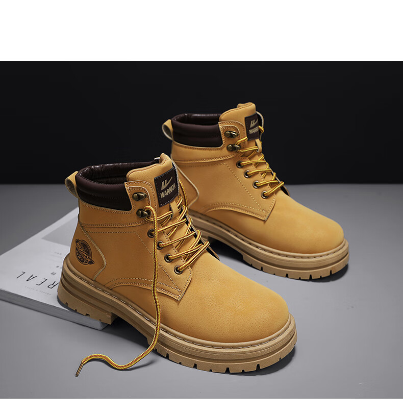 Huili (Warrior) Work Boots, Versatile Men's Shoes, Casual Martin Boots for Men, 1766-1, Khaki, Size 40 16