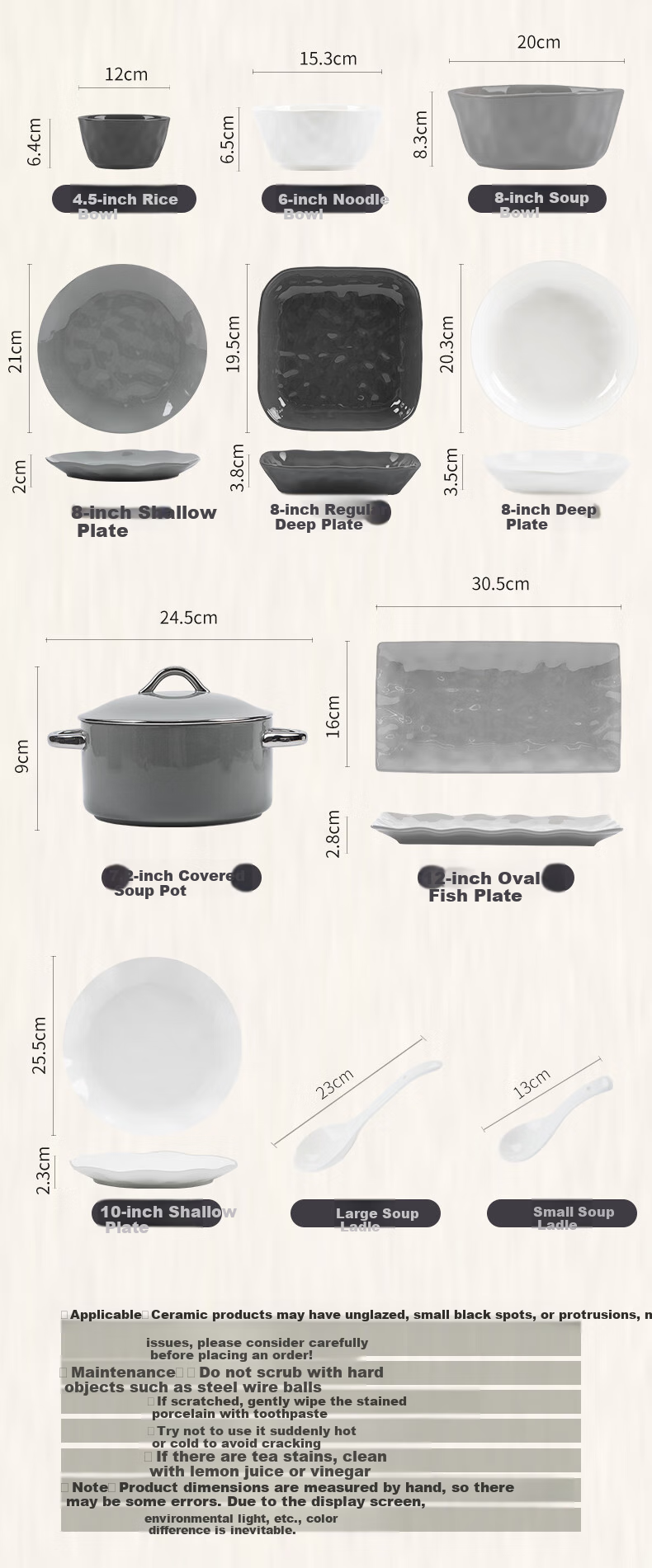 KANGMO New Nordic Style Luxury High-End Ceramic Dinnerware Set with Bowls And Plates, Carlos 54-Piece Set 8