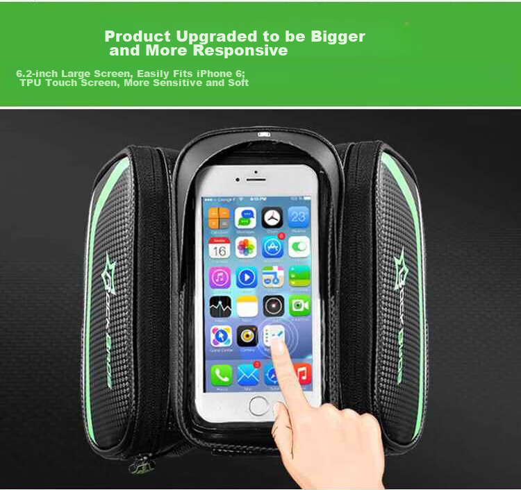 ROCKBROS Bicycle Handlebar Bag, Mountain Bike Saddle Bag, Phone Handlebar Bag, Touchscreen Cycling Equipment Accessory 3
