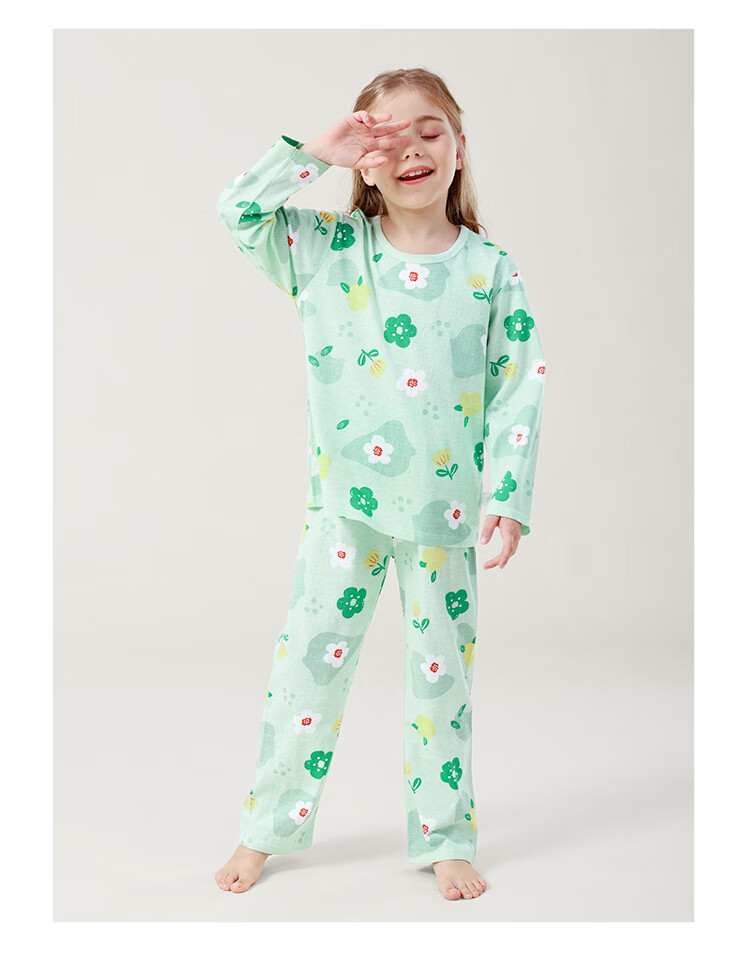 DEESHA [100% Cotton Mesh] Children's Loungewear, Girls' Pajamas for Older Kids, Children's Air Conditioning Suit Set 8
