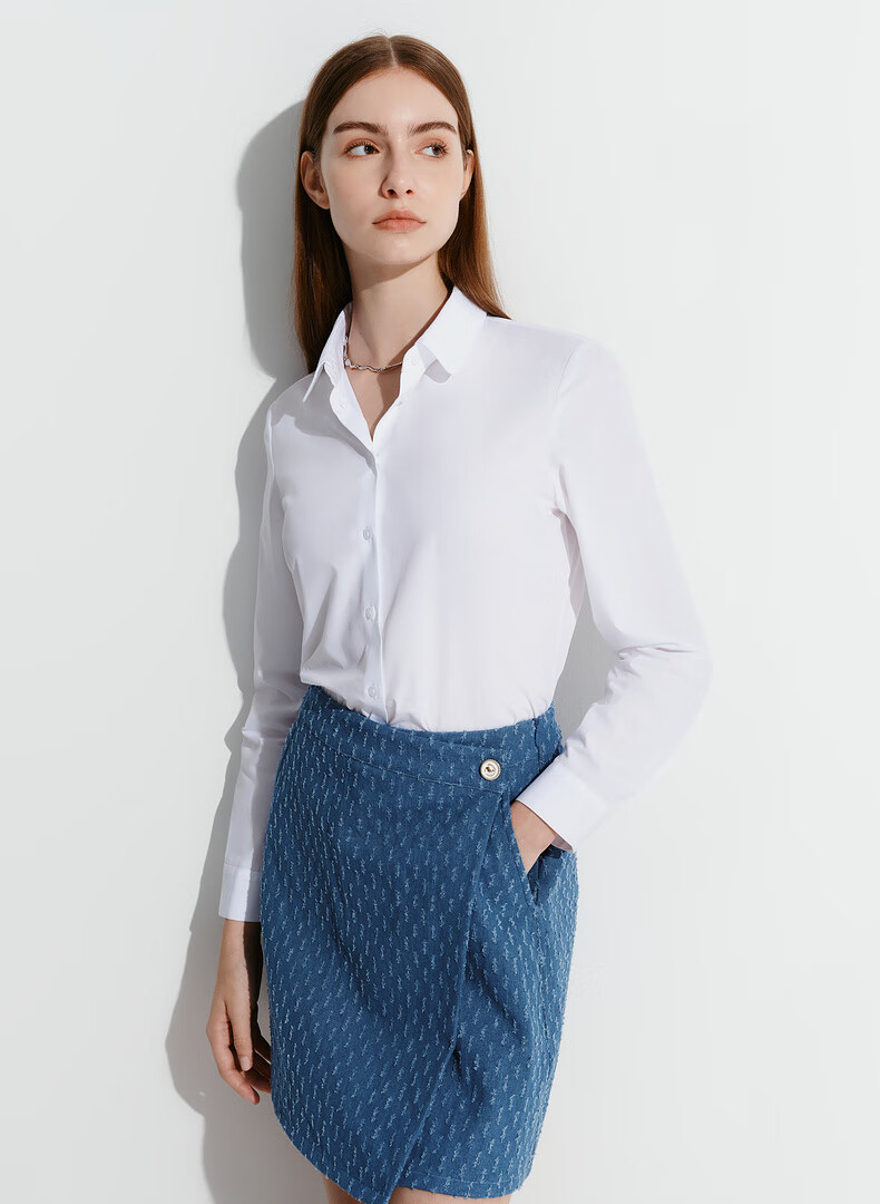 G2000 Women's Cotton Blend Long Sleeve Shirt, Comfortable and Skin-Friendly, Suitable for All Seasons, Mall Style, Commuter Wear 1
