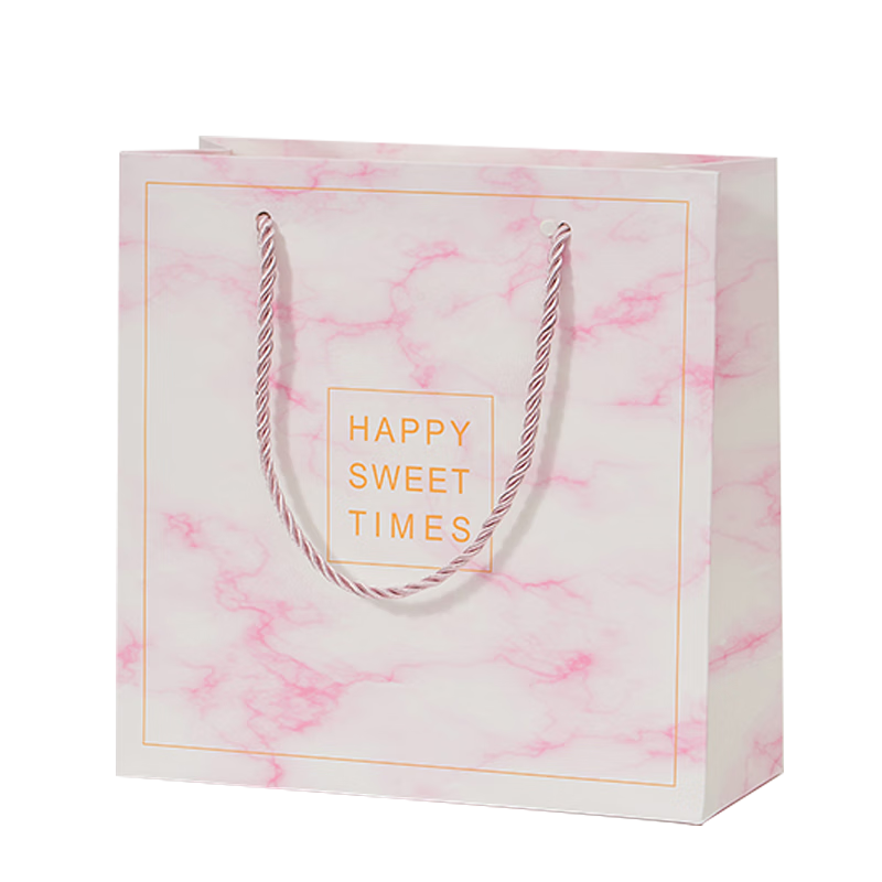 Ouliwen Gift Bags Small And Large Paper Bags Birthday Handbags Children's Gift Bags High-End Exquisite Packaging Bags 20x8x20cm Pink Ribbed 5-Pack