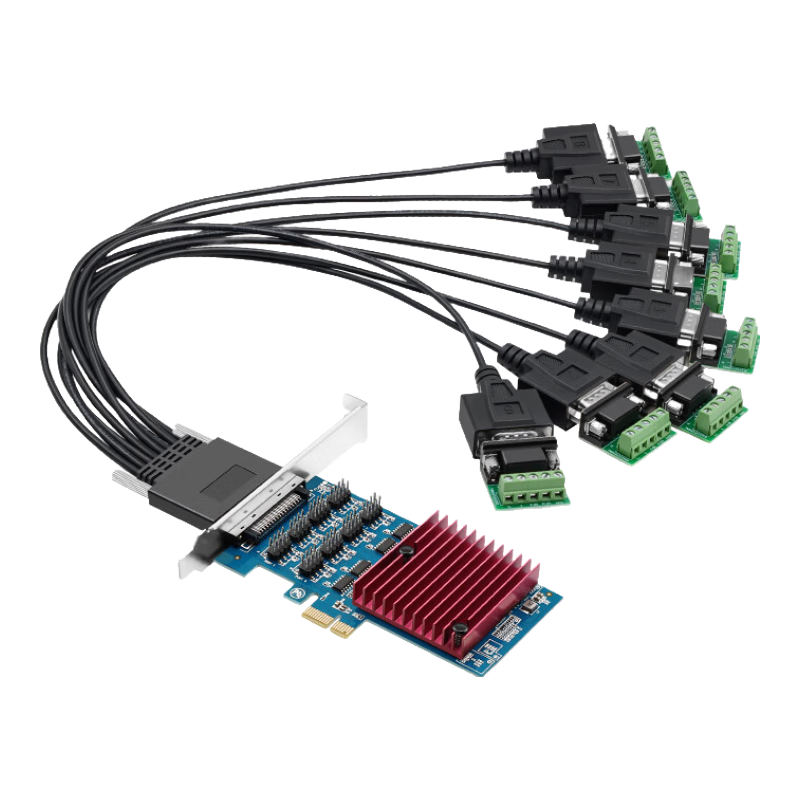 EB-LINK Industrial-Grade PCI-E to 8-Port 485/422 Serial Card, Multi-Port 1-To Serial Expansion Card, COM Port, Transient Voltage Suppression, Lightning Surge Protection, Terminal Block Connectio