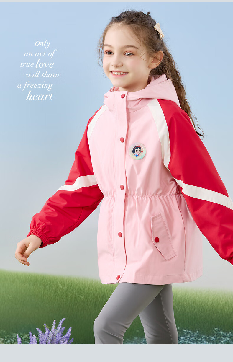 Disney Girls' Outdoor 3-in-1 Windproof Jacket Spring and Autumn Coat for Kids DS001 Purple Size 120 1