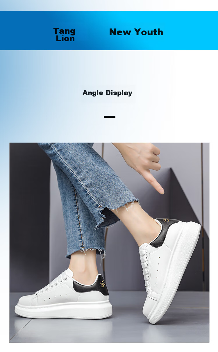 TonLion Women's Shoes, Autumn Thick-Soled White Sneakers, Casual Skateboard Shoes for Women, Versatile Sports Shoes, White And Black, Size 35 15