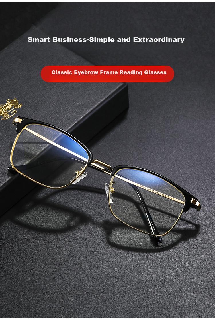 Mr. PuTian Reading Glasses for Men And Women, Bifocal Anti-Blue Light Presbyopic Glasses for Elderly, Gold And Black, 300 Degrees (65-69 Years Old) 2
